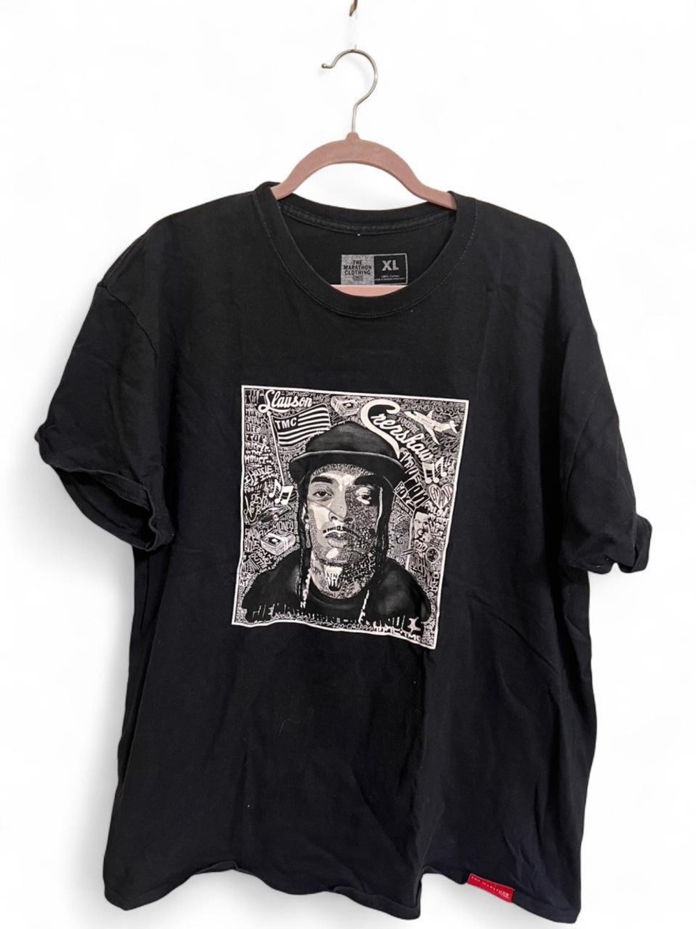 The Marathon Clothing Black Graphic Crewneck Tee, Nipsey Hussle